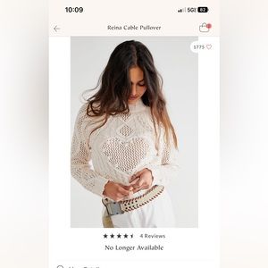 Free People Reina Cable Pullover size Medium
